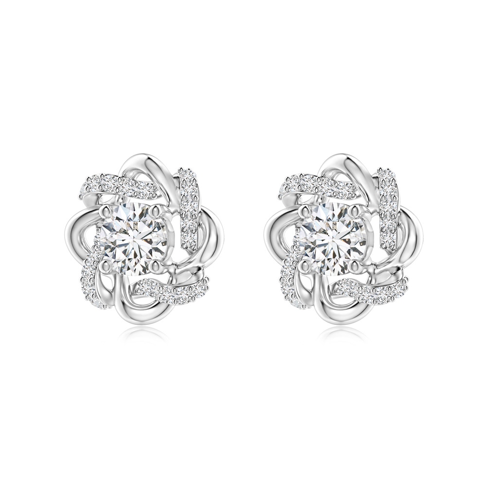 4.2mm HSI2 Round Diamond Knot Halo Stud Earrings in White Gold - side_1