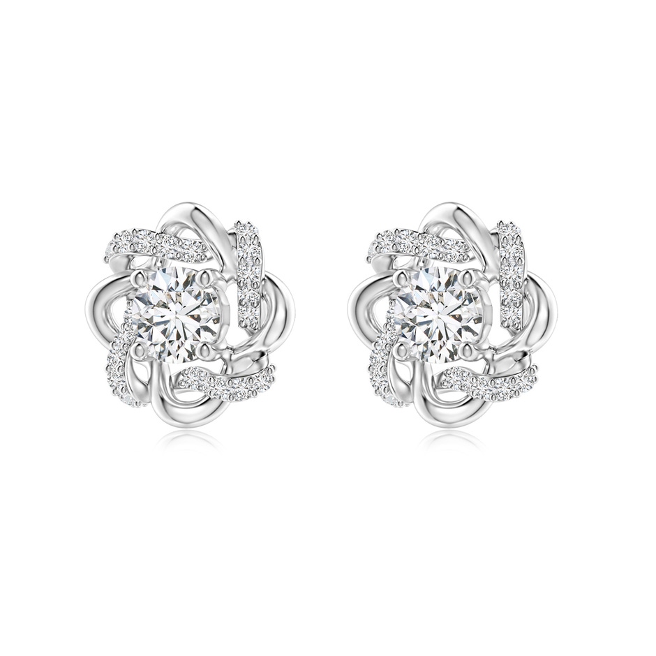 4.2mm HSI2 Round Diamond Knot Halo Stud Earrings in White Gold side-1