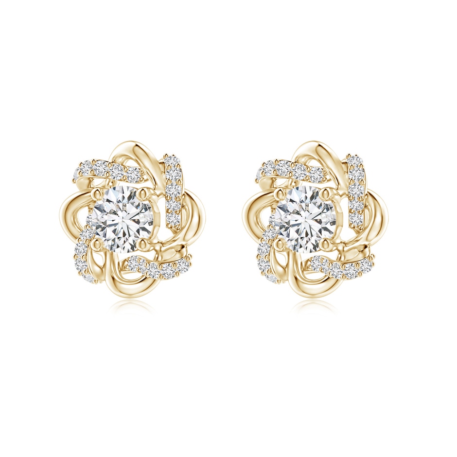 4.2mm HSI2 Round Diamond Knot Halo Stud Earrings in Yellow Gold side-1