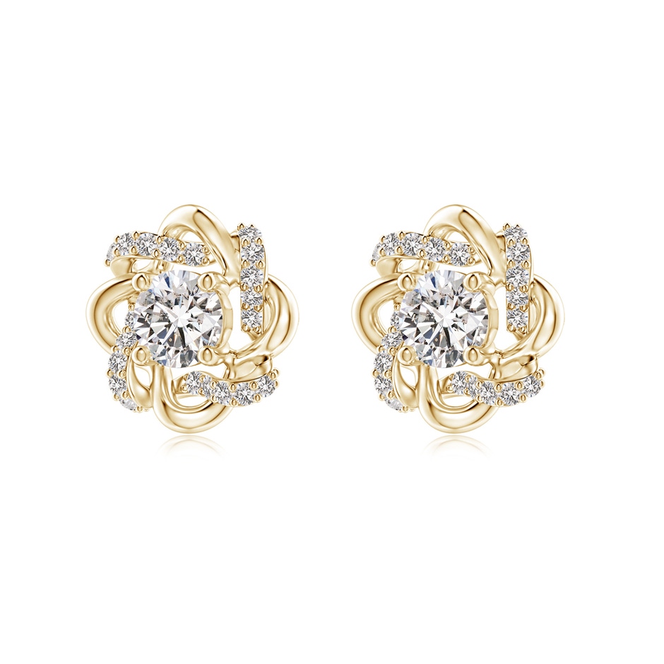 4.2mm IJI1I2 Round Diamond Knot Halo Stud Earrings in Yellow Gold side-1