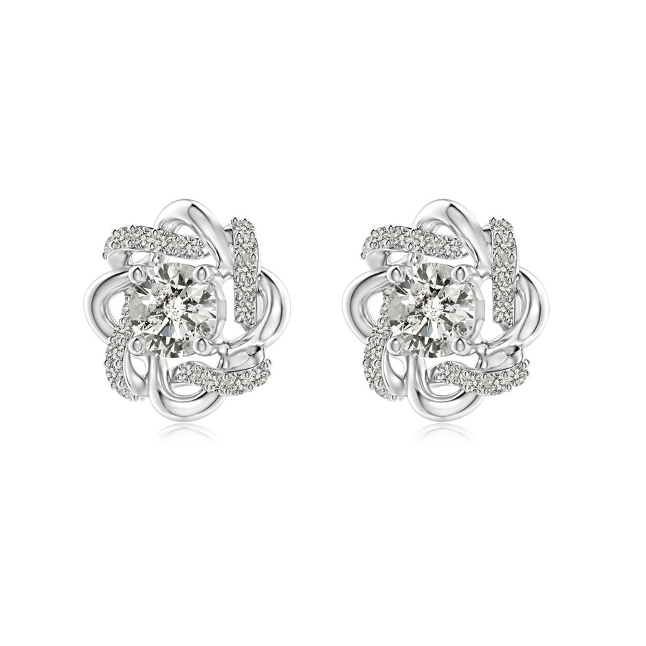 4.2mm KI3 Round Diamond Knot Halo Stud Earrings in White Gold side-1