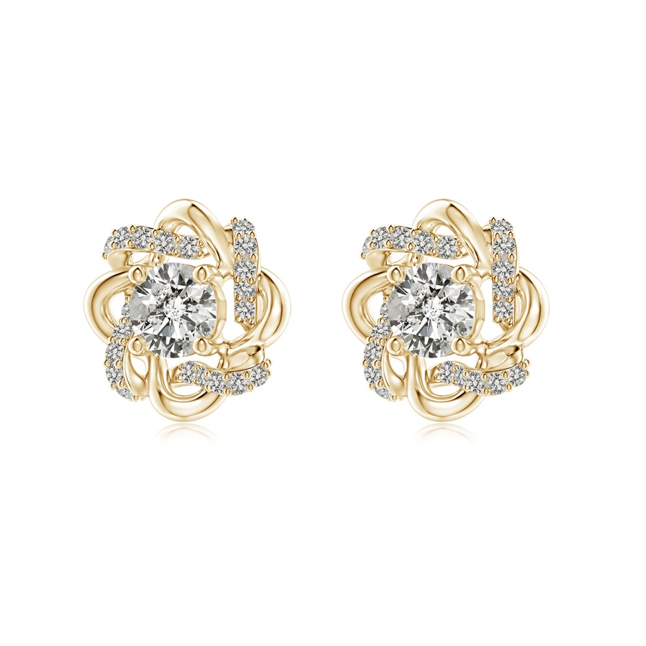 4.2mm KI3 Round Diamond Knot Halo Stud Earrings in Yellow Gold side-1