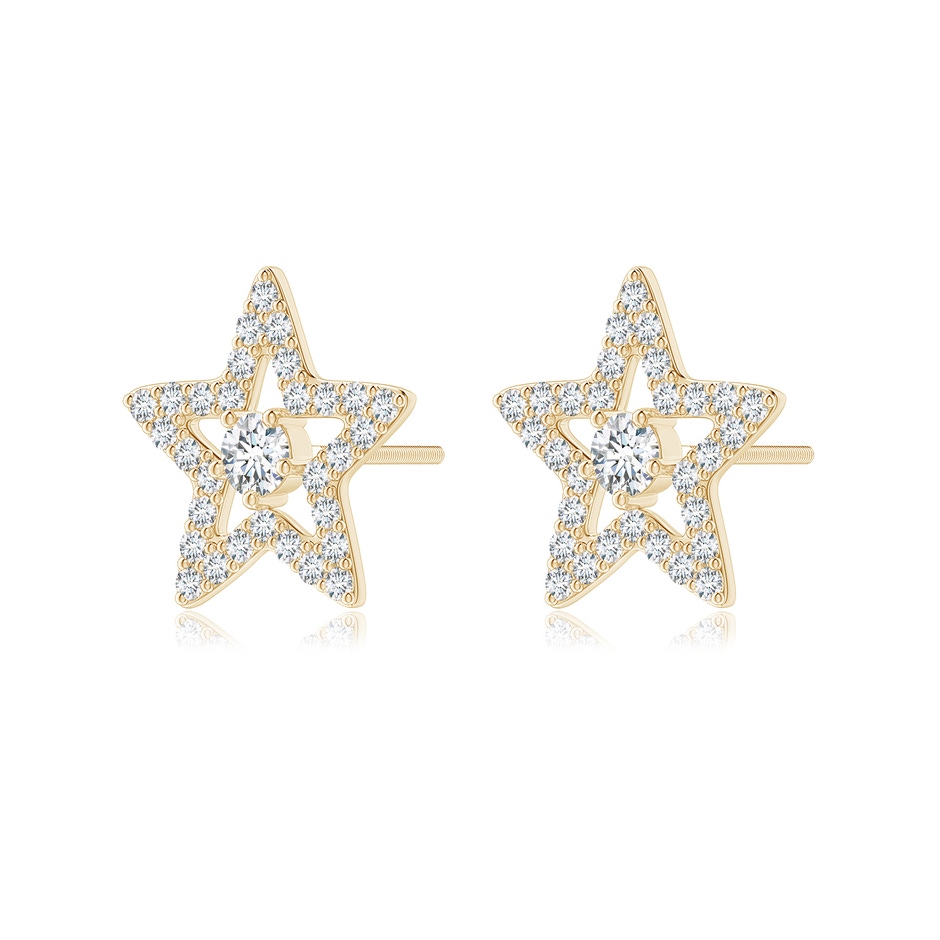 2.8mm GVS2 Round Diamond Star Halo Stud Earrings in Yellow Gold side-1