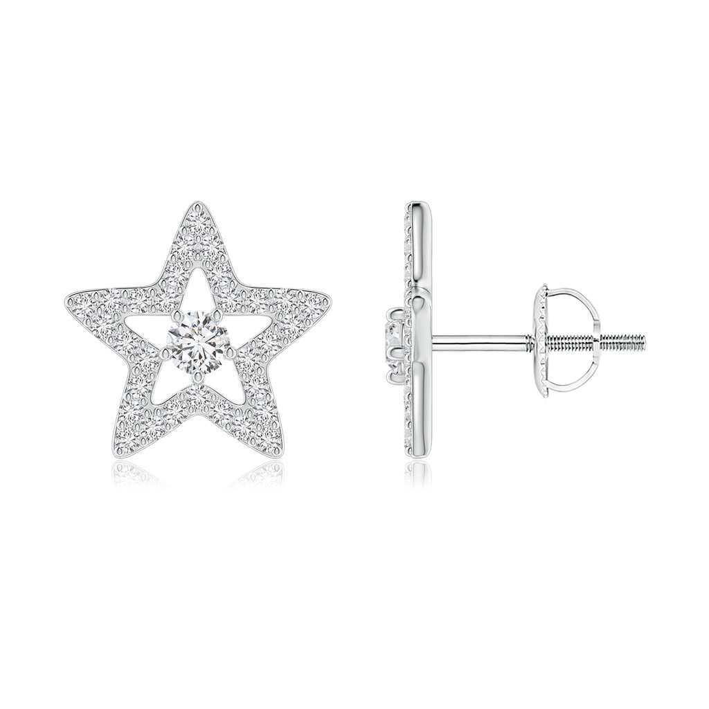 2.8mm HSI2 Round Diamond Star Halo Stud Earrings in White Gold