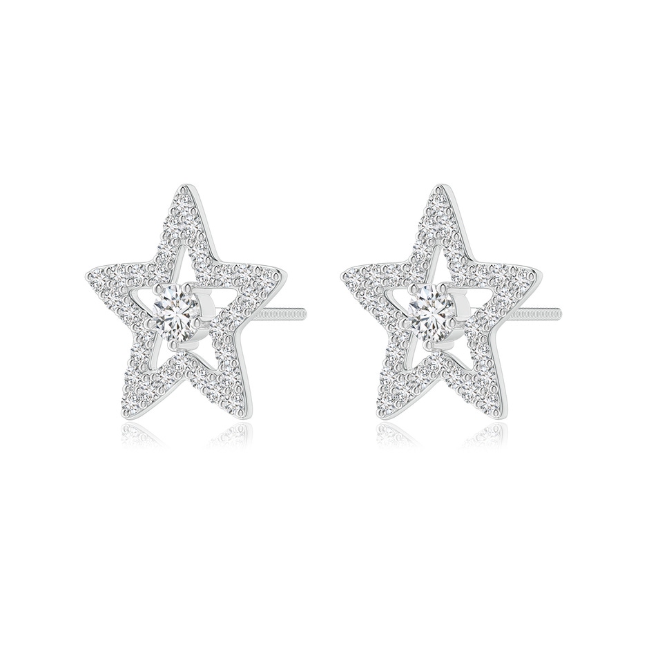 2.8mm HSI2 Round Diamond Star Halo Stud Earrings in White Gold side-1