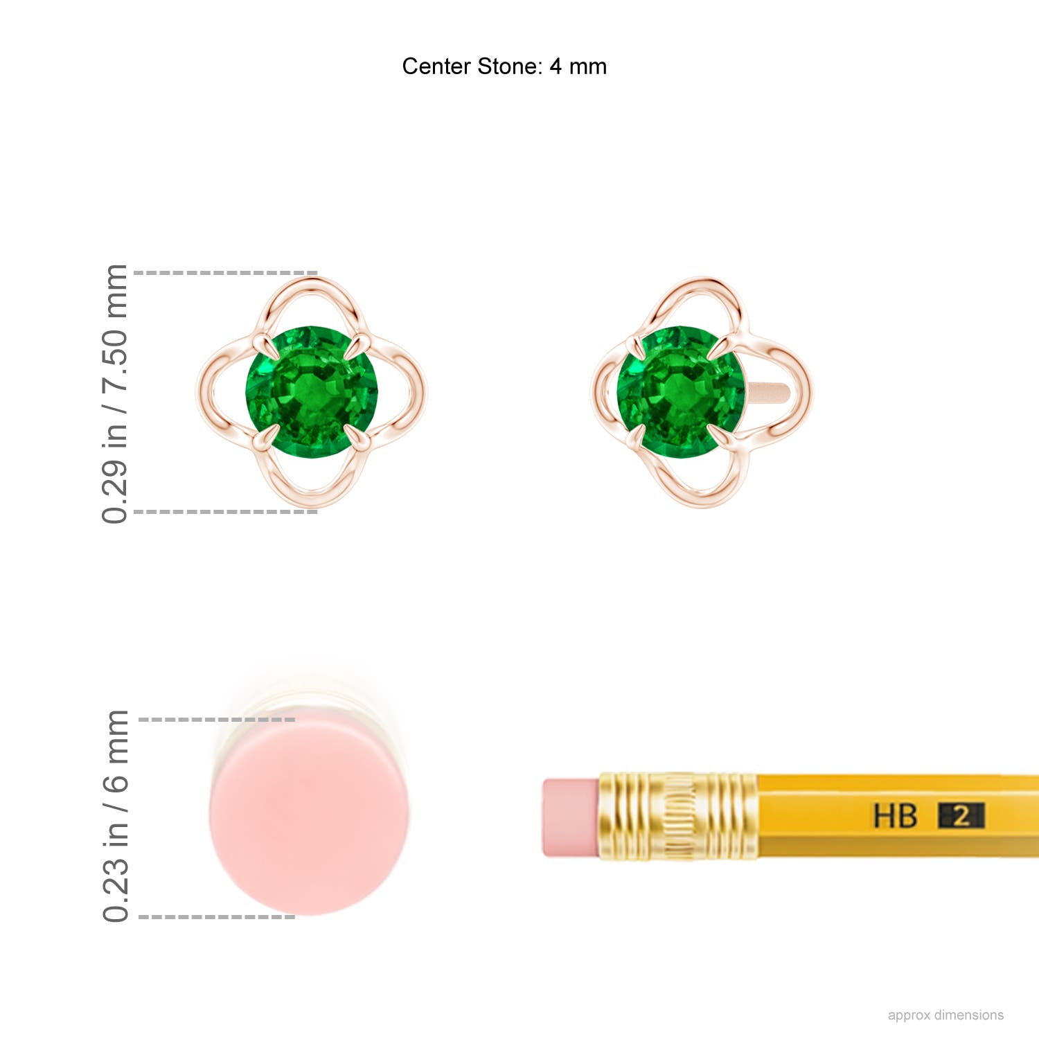 AAAA - Emerald / 0.48 CT / 14 KT Rose Gold