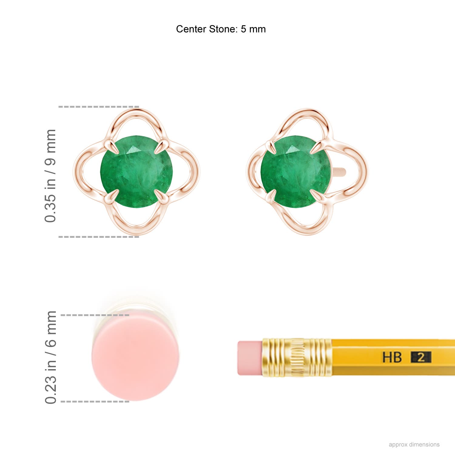 A - Emerald / 0.9 CT / 14 KT Rose Gold