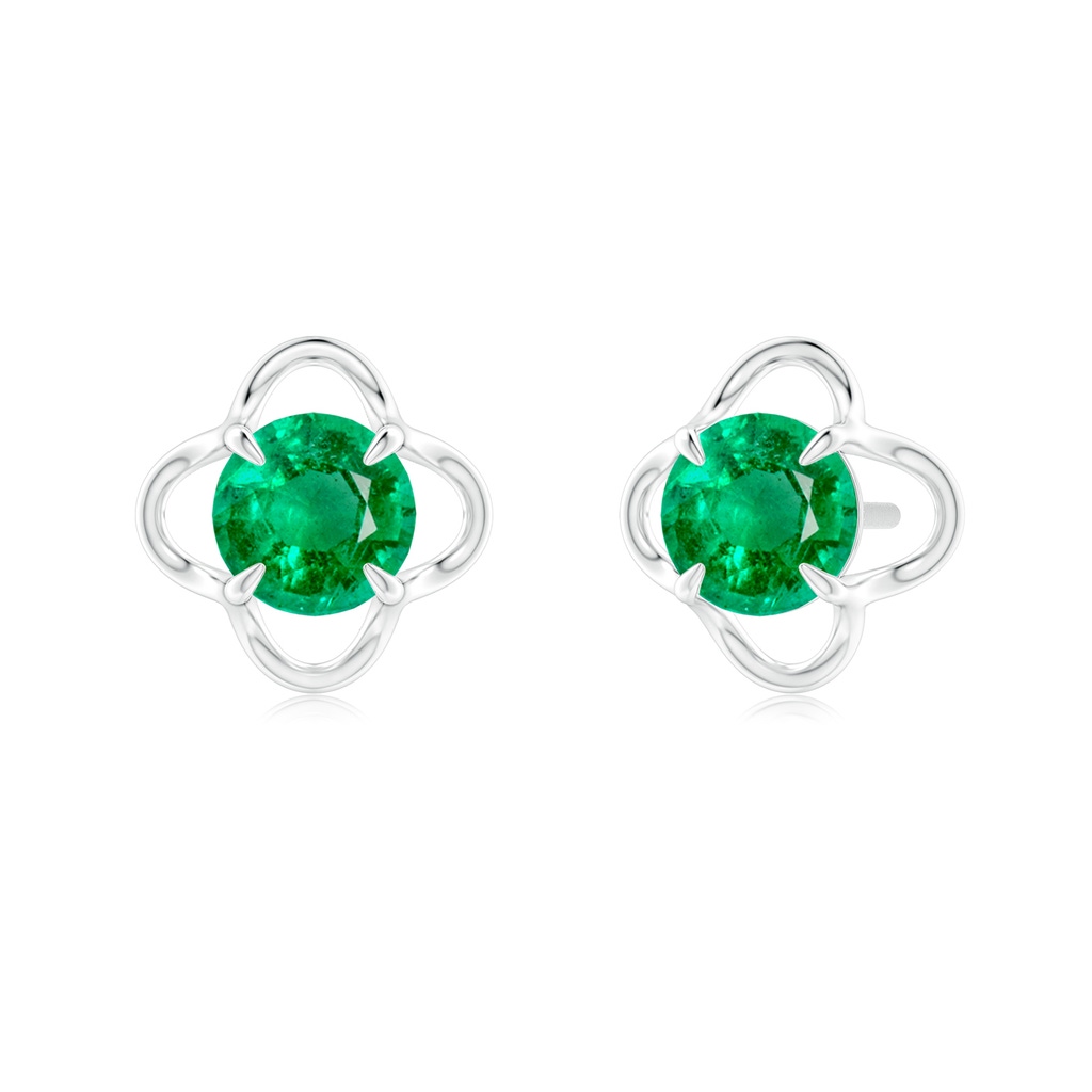 5mm AAA Solitaire Emerald Floral Studs in P950 Platinum