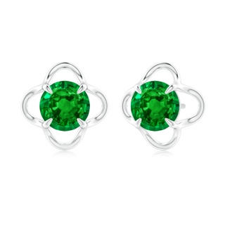 6mm AAAA Solitaire Emerald Floral Studs in P950 Platinum