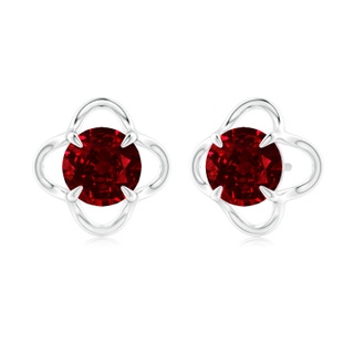 6mm AAAA Solitaire Ruby Floral Studs in P950 Platinum