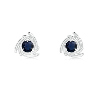 4mm A Round Sapphire Trillion Wrap Studs in White Gold