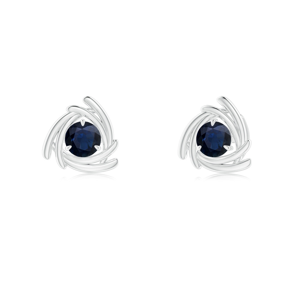 4mm A Round Sapphire Trillion Wrap Studs in White Gold 