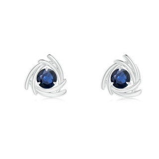 4mm AA Round Sapphire Trillion Wrap Studs in White Gold