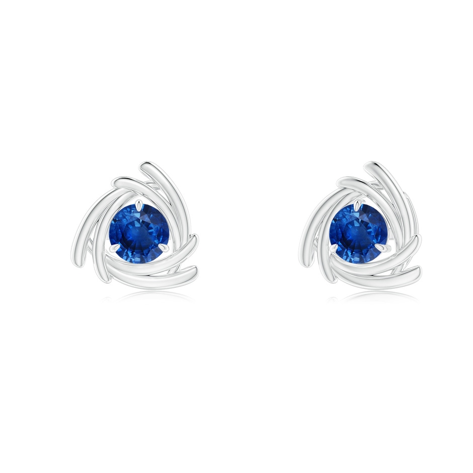 4mm AAA Round Sapphire Trillion Wrap Studs in White Gold 