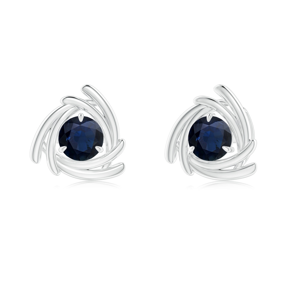 5mm A Round Sapphire Trillion Wrap Studs in White Gold 