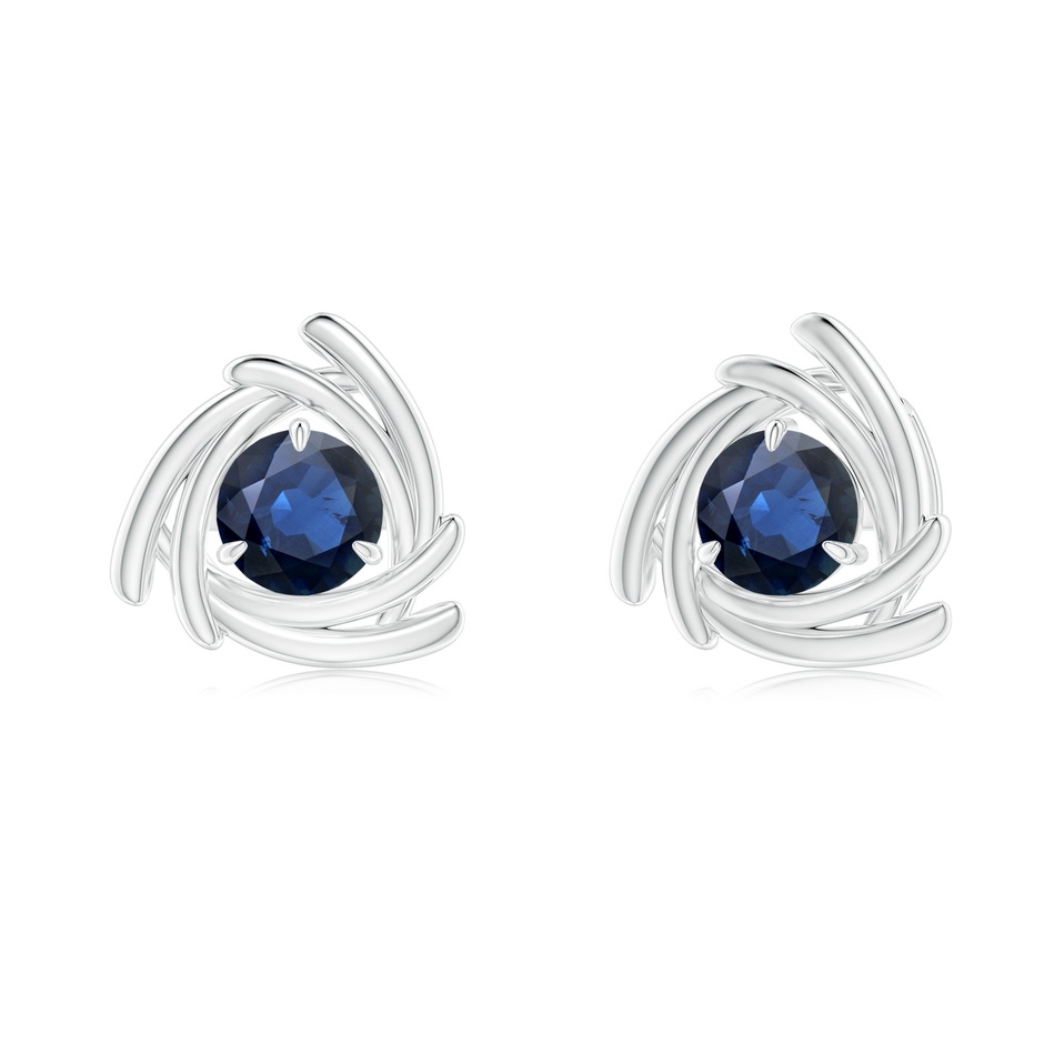 5mm AA Round Sapphire Trillion Wrap Studs in White Gold 