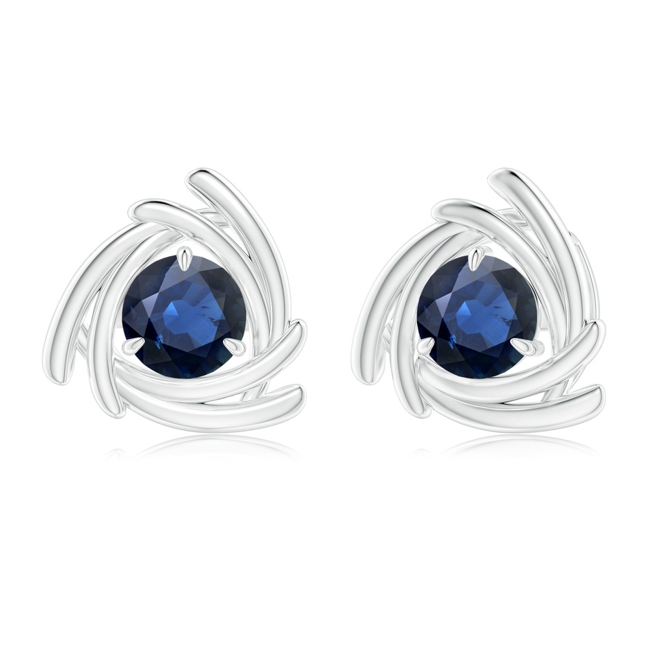 6mm AA Round Sapphire Trillion Wrap Studs in White Gold 