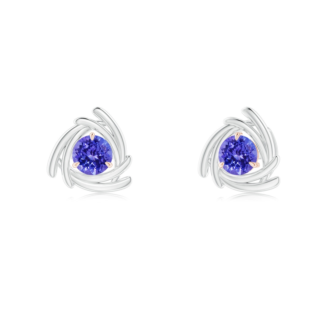 4mm AAAA Round Tanzanite Trillion Wrap Studs in White Gold Rose Gold