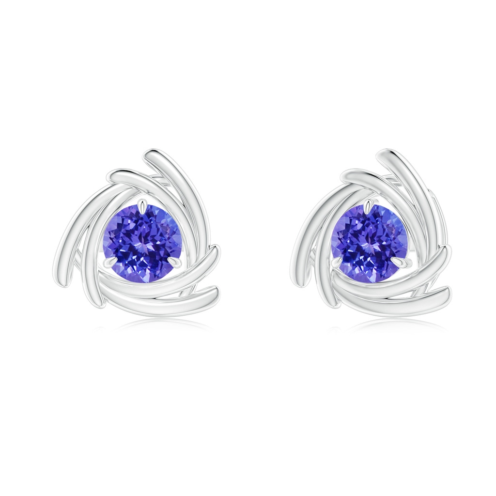 5mm AAAA Round Tanzanite Trillion Wrap Studs in White Gold