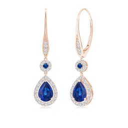 Oval Blue Sapphire Stud Earrings with Diamond Halo | Angara