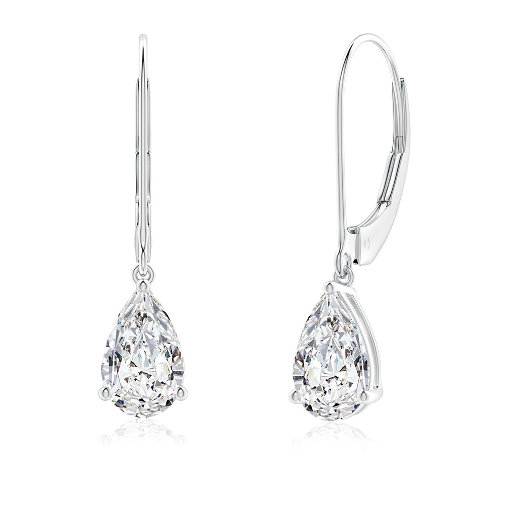 8x5mm HSI2 Solitaire Pear-Shaped Diamond Leverback Earrings in White Gold