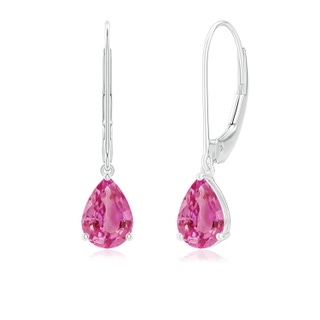 7x5mm AAA Solitaire Pear-Shaped Pink Sapphire Leverback Earrings in P950 Platinum