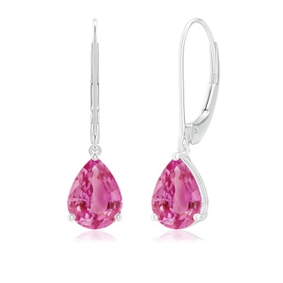 8x6mm AAA Solitaire Pear-Shaped Pink Sapphire Leverback Earrings in P950 Platinum