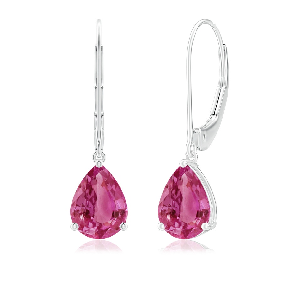 8x6mm AAAA Solitaire Pear-Shaped Pink Sapphire Leverback Earrings in P950 Platinum 