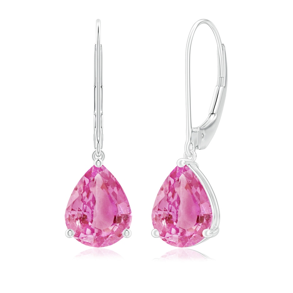 9x7mm AA Solitaire Pear-Shaped Pink Sapphire Leverback Earrings in P950 Platinum 