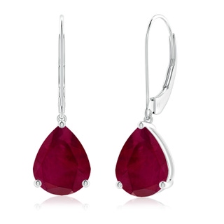 10x8mm A Solitaire Pear-Shaped Ruby Leverback Earrings in P950 Platinum