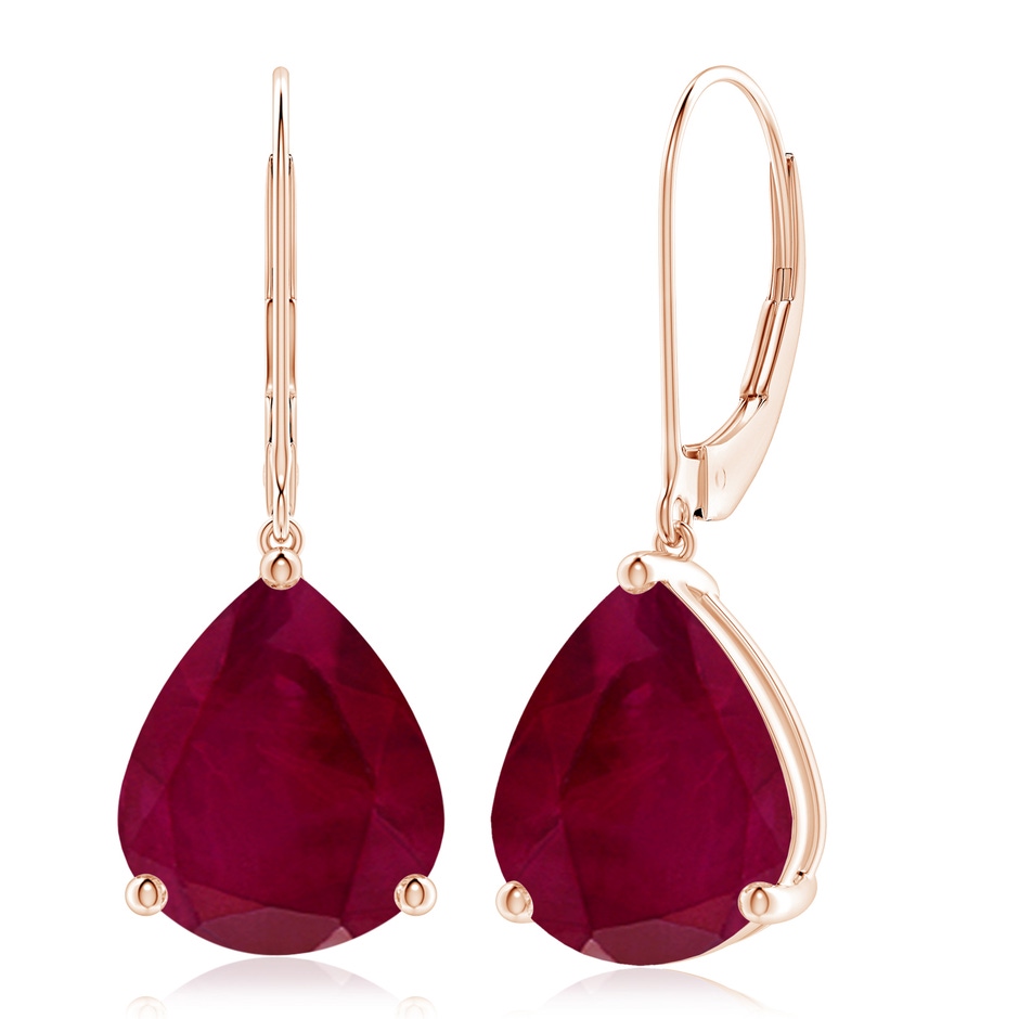 12x10mm A Solitaire Pear-Shaped Ruby Leverback Earrings in Rose Gold 