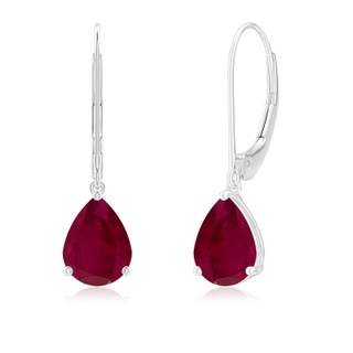 8x6mm A Solitaire Pear-Shaped Ruby Leverback Earrings in P950 Platinum