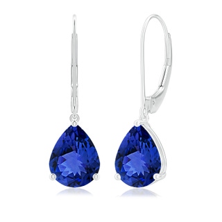 9x7mm AAA Solitaire Pear-Shaped Tanzanite Leverback Earrings in P950 Platinum