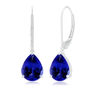 9x7mm AAAA Solitaire Pear-Shaped Tanzanite Leverback Earrings in P950 Platinum