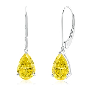 9x5.5mm AAAA Solitaire Pear-Shaped Fancy Intense Yellow Diamond Leverback Earrings in P950 Platinum