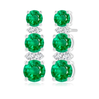 5mm AAA Graduated Emerald and Diamond Journey Earrings in P950 Platinum