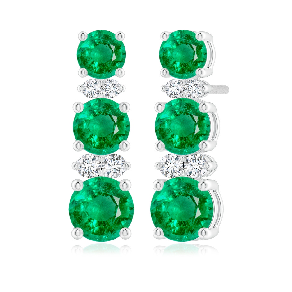 5mm AAA Graduated Emerald and Diamond Journey Earrings in White Gold 