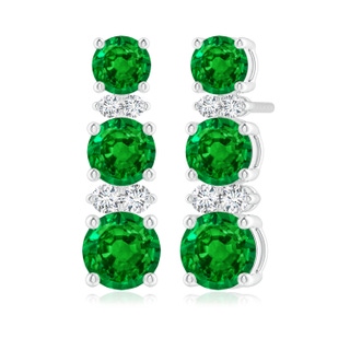 5mm AAAA Graduated Emerald and Diamond Journey Earrings in P950 Platinum