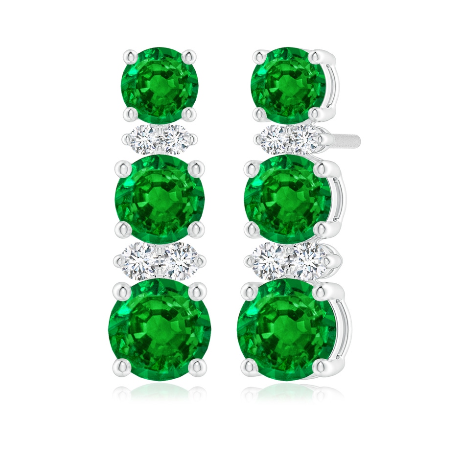 5mm AAAA Graduated Emerald and Diamond Journey Earrings in White Gold 
