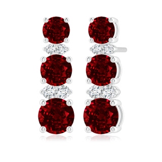 5mm AAAA Graduated Ruby and Diamond Journey Earrings in P950 Platinum