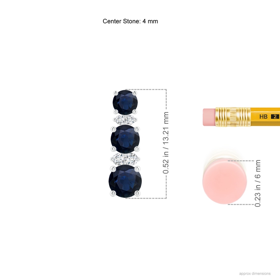 4mm A Graduated Sapphire and Diamond Journey Earrings in White Gold ruler