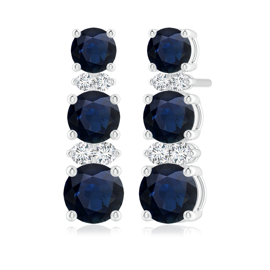 5mm A Graduated Sapphire and Diamond Journey Earrings in White Gold 