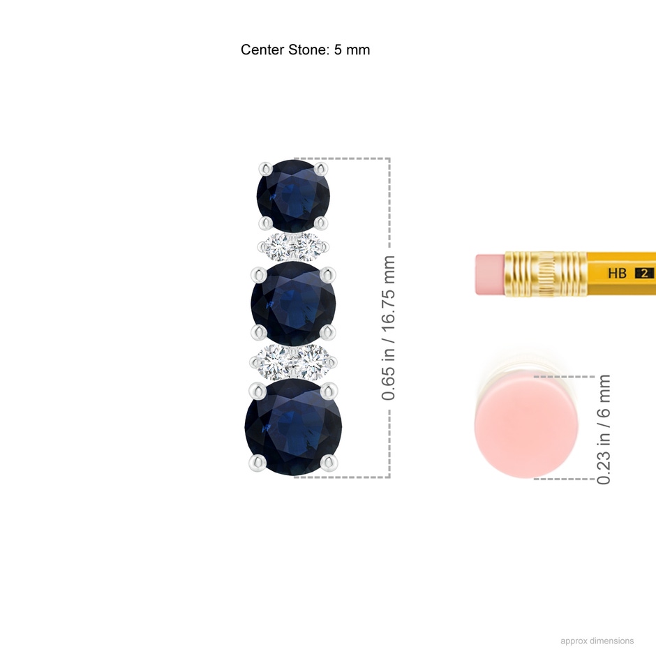 5mm A Graduated Sapphire and Diamond Journey Earrings in White Gold ruler