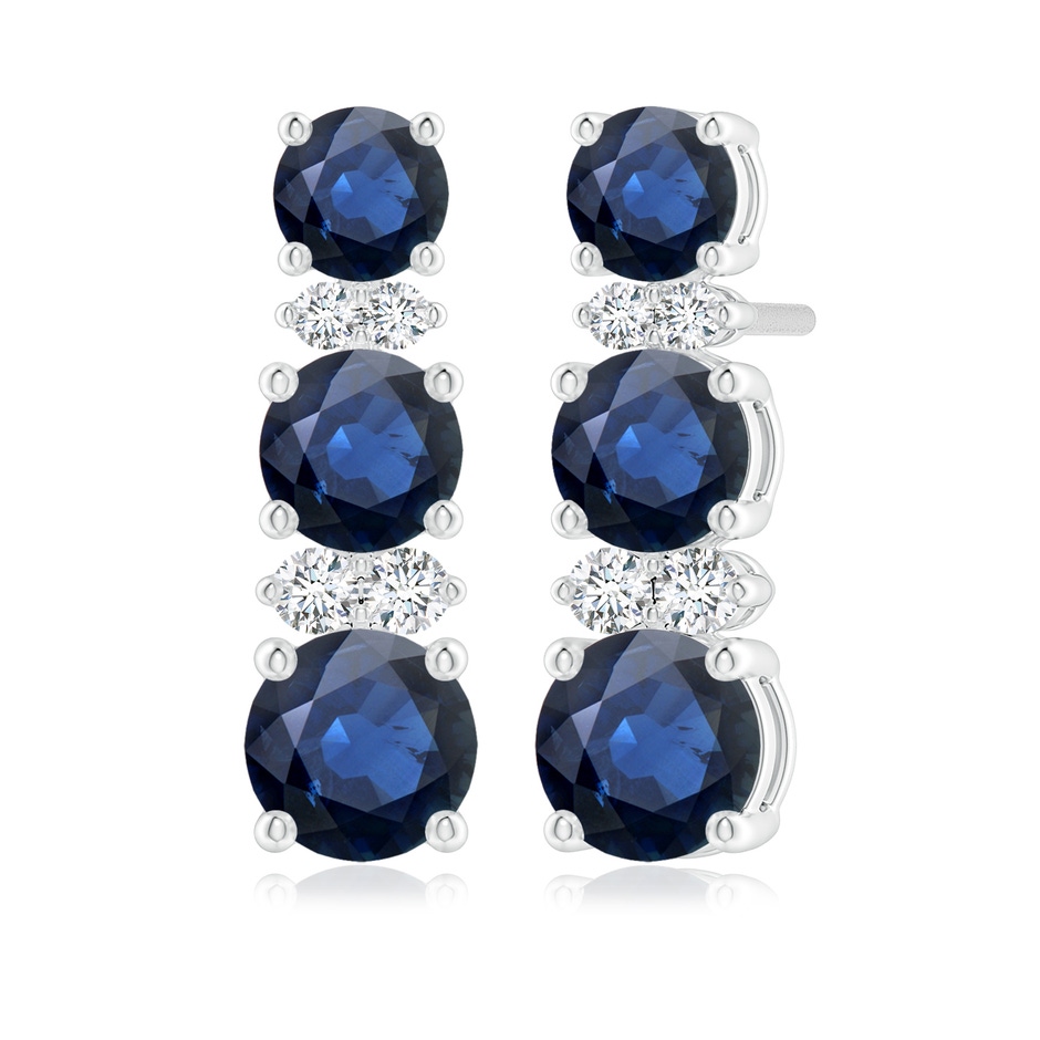 5mm AA Graduated Sapphire and Diamond Journey Earrings in White Gold 