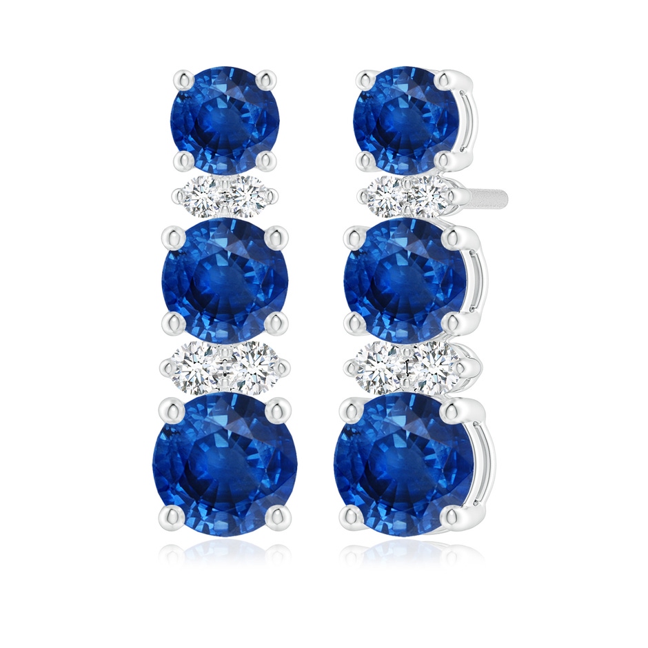 5mm AAA Graduated Sapphire and Diamond Journey Earrings in White Gold 