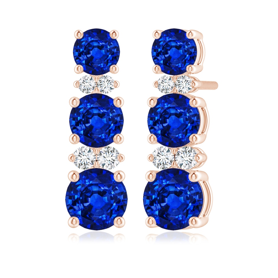 5mm AAAA Graduated Sapphire and Diamond Journey Earrings in Rose Gold 