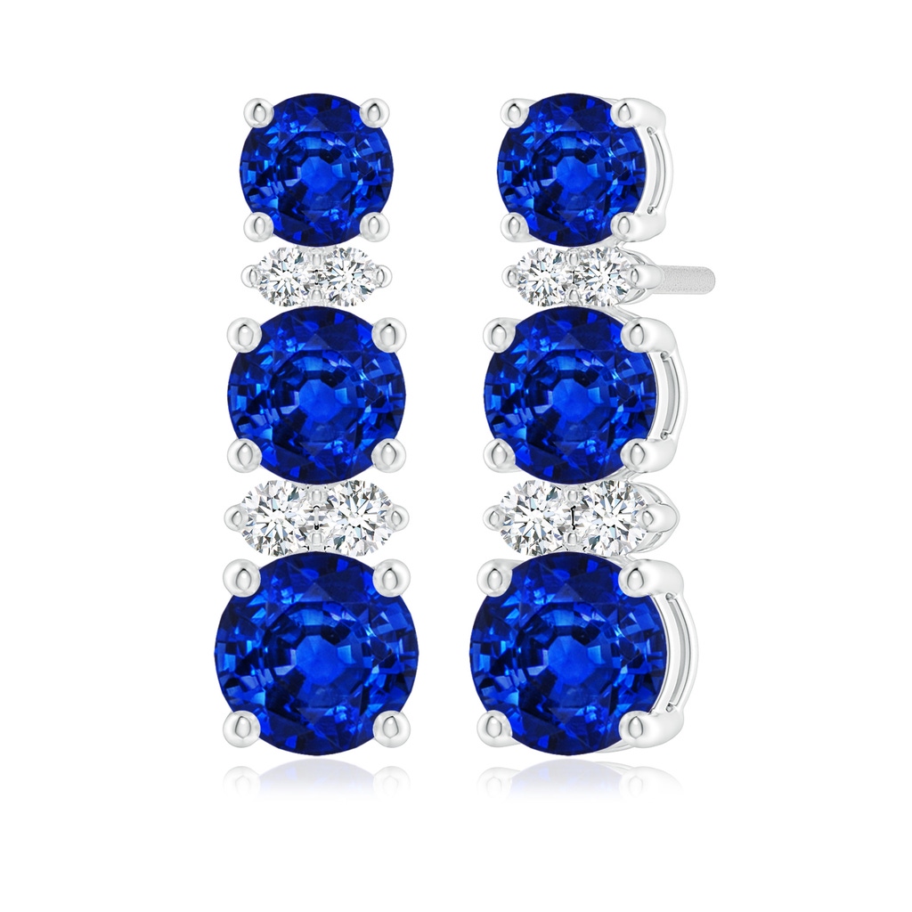 5mm AAAA Graduated Sapphire and Diamond Journey Earrings in White Gold