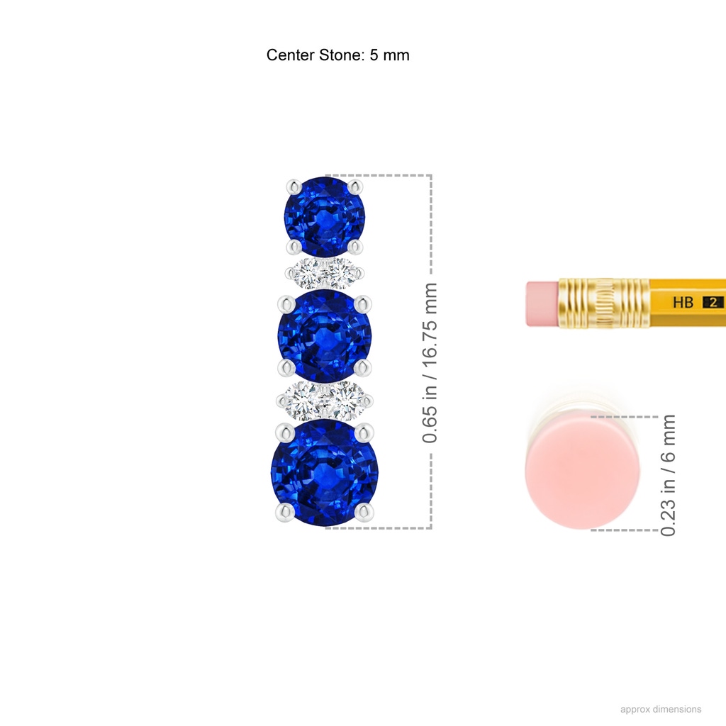 5mm AAAA Graduated Sapphire and Diamond Journey Earrings in White Gold Ruler