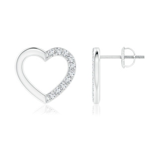 1.45mm GVS2 Partially Studded Diamond Heart Stud Earrings in P950 Platinum