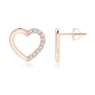 1.45mm GVS2 Partially Studded Diamond Heart Stud Earrings in Rose Gold